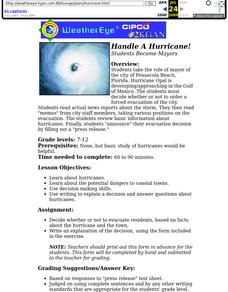 Handle A Hurricane! Students Become Mayors Lesson Plan Handle A Hurricane! Students Become Mayors Lesson Plan