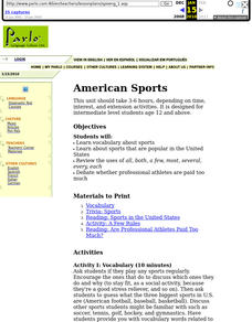American Sports Lesson Plan American Sports Lesson Plan