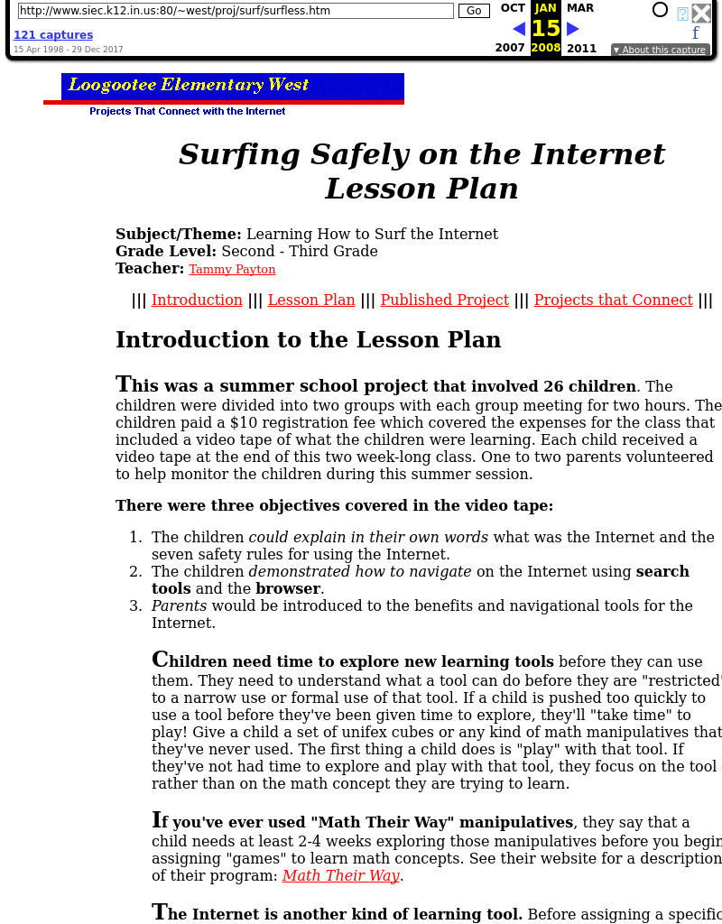 Surfing Safely on the Internet Lesson Plan Surfing Safely on the Internet Lesson Plan