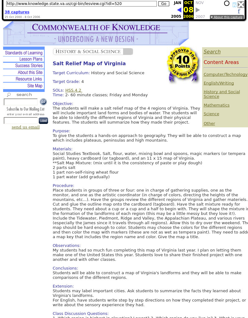 Salt Relief Map of Virginia Lesson Plan Salt Relief Map of Virginia Lesson Plan