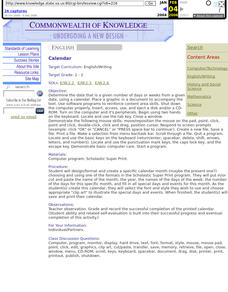 Calendar Lesson Plan Calendar Lesson Plan