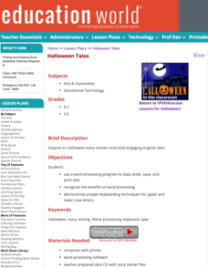 Halloween Tales Lesson Plan Halloween Tales Lesson Plan