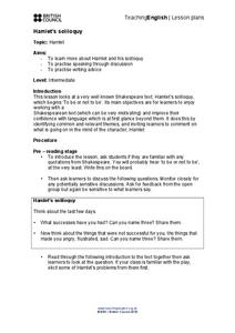 Hamlet's Soliloquy Lesson Plan Hamlet's Soliloquy Lesson Plan