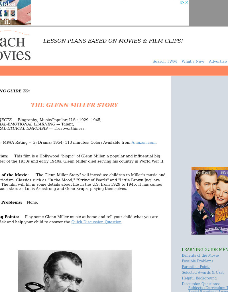 The Glenn Miller Story (Film) - Teacher's Guide Lesson Plan The Glenn Miller Story (Film) - Teacher's Guide Lesson Plan