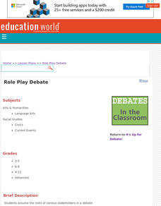 Role Play Debate Lesson Plan Role Play Debate Lesson Plan