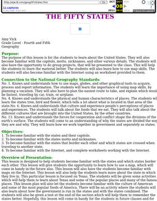 The Fifty States Lesson Plan The Fifty States Lesson Plan