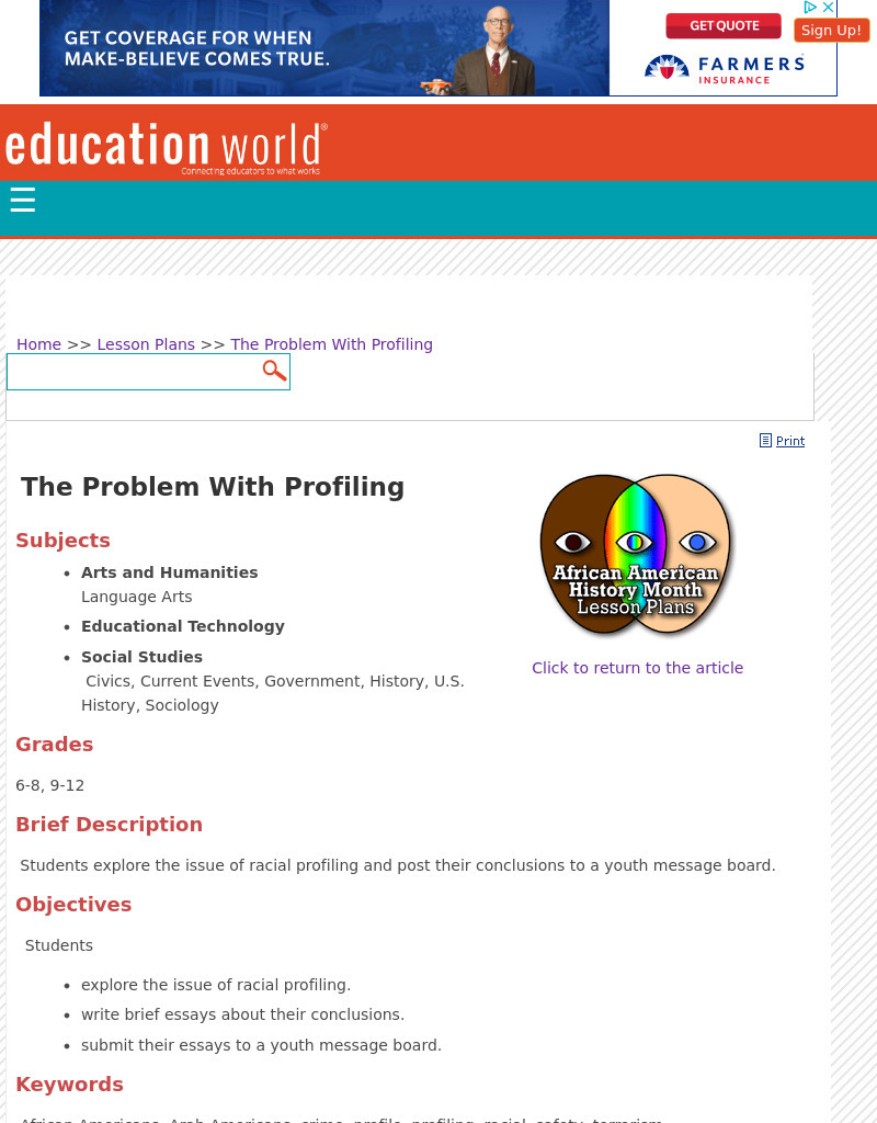 The Problem with Profiling Lesson Plan The Problem with Profiling Lesson Plan