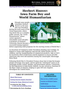 Herbert Hoover: Iowa Farm Boy an World Humanitarian Lesson Plan Herbert Hoover: Iowa Farm Boy an World Humanitarian Lesson Plan