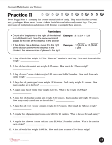 Decimals: Multiplication and Division Worksheet Decimals: Multiplication and Division Worksheet