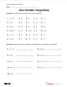 Inequalities and Systems Worksheet Inequalities and Systems Worksheet
