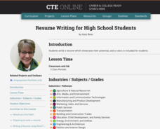 Resume Writing for High School Students Lesson Plan Resume Writing for High School Students Lesson Plan