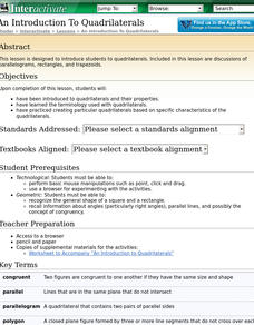 Quadrilaterals Lesson Plan Quadrilaterals Lesson Plan