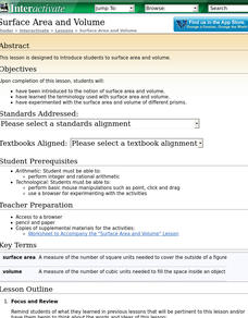 Surface Area and Volume Lesson Plan Surface Area and Volume Lesson Plan