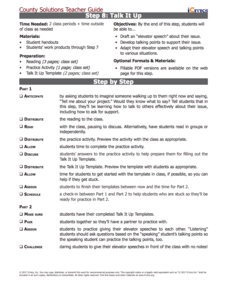 Step 8: Talk It Up Lesson Plan Step 8: Talk It Up Lesson Plan