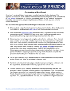 Conducting a Moot Court Lesson Plan Conducting a Moot Court Lesson Plan