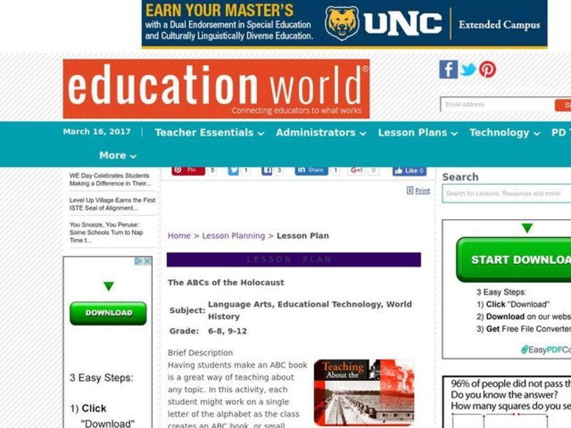 The ABCs of the Holocaust Lesson Plan The ABCs of the Holocaust Lesson Plan
