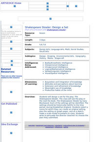 Shakespeare Stealer: Design a Set Lesson Plan Shakespeare Stealer: Design a Set Lesson Plan