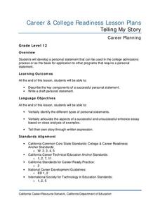 Telling My Story Lesson Plan Telling My Story Lesson Plan