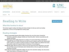Reading to Write Website Reading to Write Website