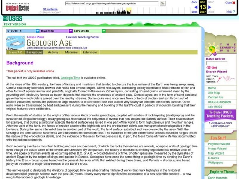 Geologic Age Lesson Plan Geologic Age Lesson Plan