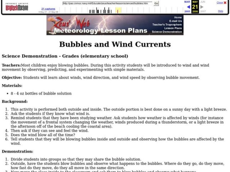 Bubbles and Wind Currents Lesson Plan Bubbles and Wind Currents Lesson Plan