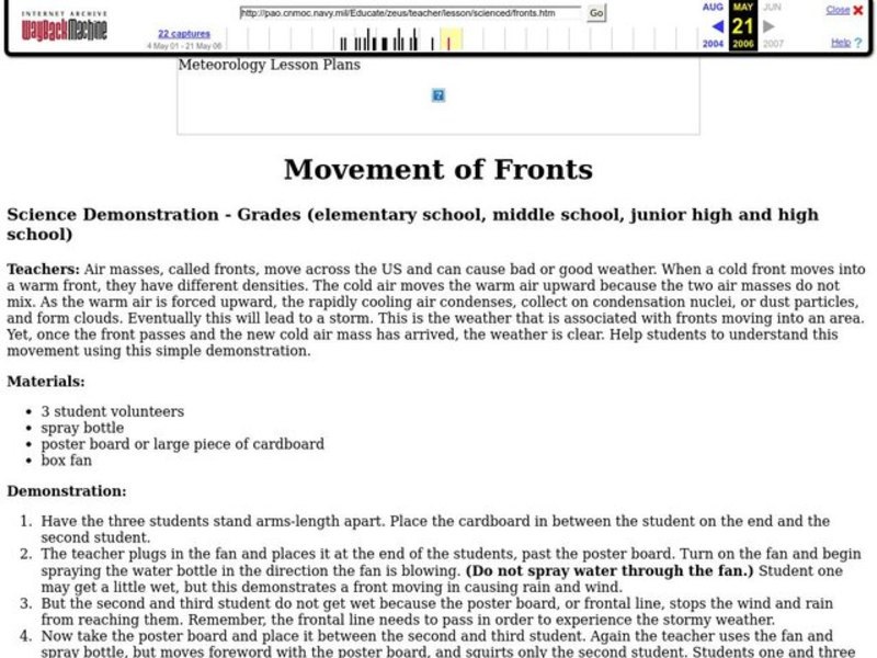 Movement of Fronts Lesson Plan Movement of Fronts Lesson Plan