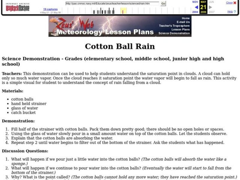 Cotton Ball Rain Lesson Plan Cotton Ball Rain Lesson Plan