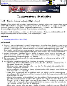 Temperature Statistics Lesson Plan Temperature Statistics Lesson Plan