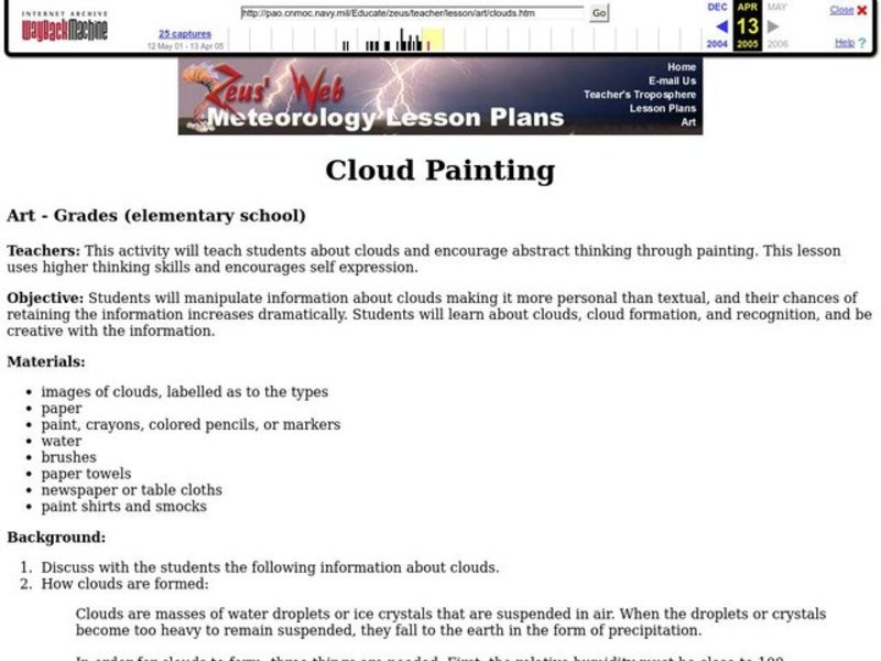 Cloud Painting Lesson Plan Cloud Painting Lesson Plan