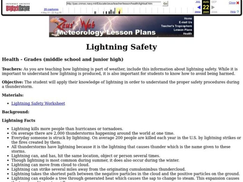 Lightning Safety Lesson Plan Lightning Safety Lesson Plan