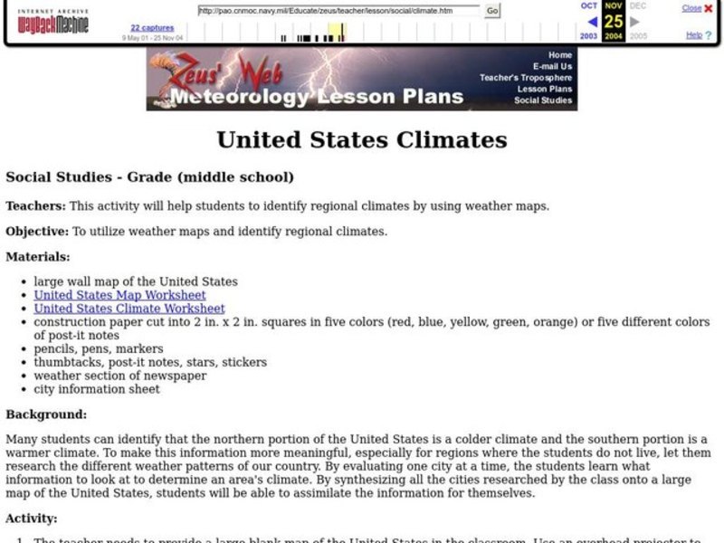 United States Climates Lesson Plan United States Climates Lesson Plan