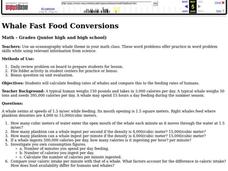 Whale Fast Food Conversions Lesson Plan Whale Fast Food Conversions Lesson Plan