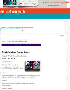 Deciphering Morse Code Lesson Plan Deciphering Morse Code Lesson Plan