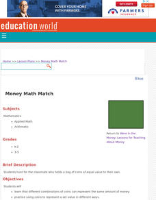 Money Math Match Lesson Plan Money Math Match Lesson Plan