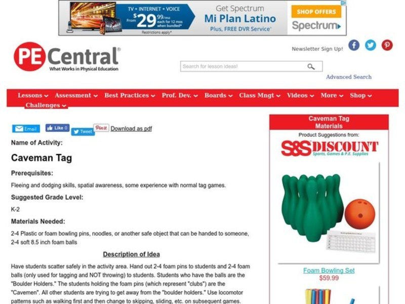 Caveman Tag Lesson Plan Caveman Tag Lesson Plan