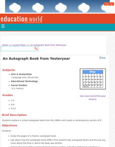 An Autograph Book from Yesteryear Lesson Plan An Autograph Book from Yesteryear Lesson Plan