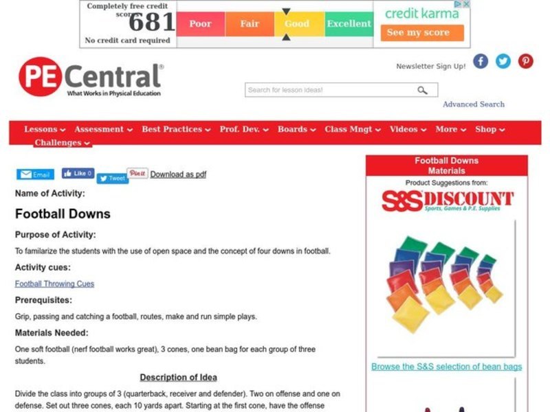 Football Downs Lesson Plan Football Downs Lesson Plan