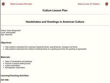 Handshakes and Greetings in American Culture Lesson Plan Handshakes and Greetings in American Culture Lesson Plan