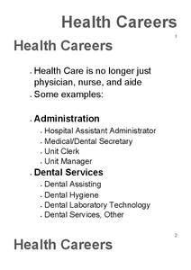 Health Careers PPT Health Careers PPT