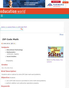 ZIP Code Math Lesson Plan ZIP Code Math Lesson Plan