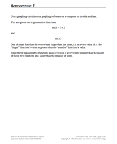 Betweenness V Assessment Betweenness V Assessment