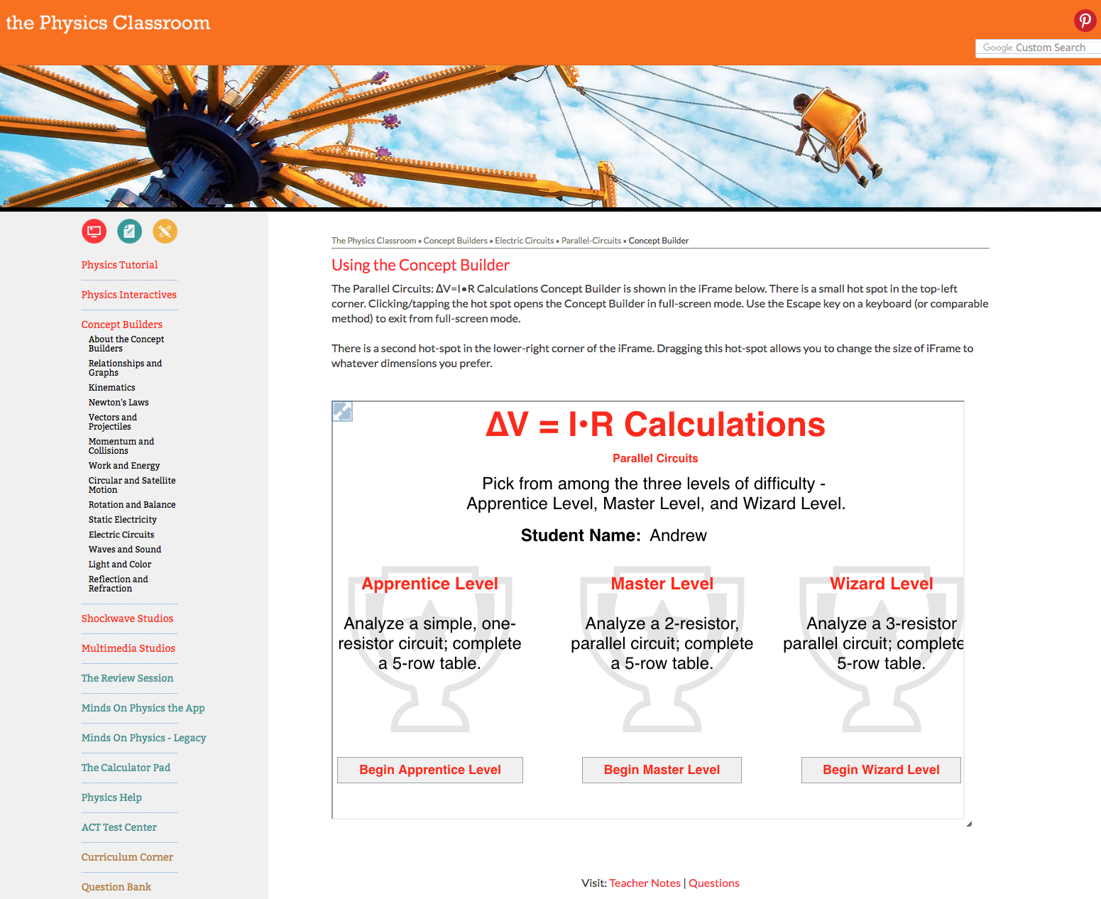 Parallel Circuits - ∆V = I•R Calculations Interactive Parallel Circuits - ∆V = I•R Calculations Interactive