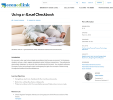 Using an Excel Checkbook Lesson Plan Using an Excel Checkbook Lesson Plan