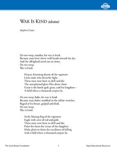 War Is Kind Worksheet War Is Kind Worksheet