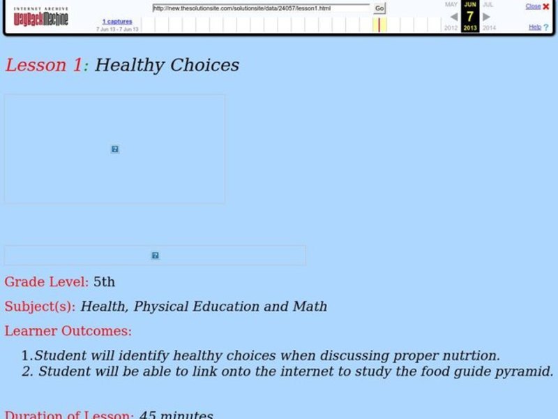 Healthy Choices Lesson Plan Healthy Choices Lesson Plan
