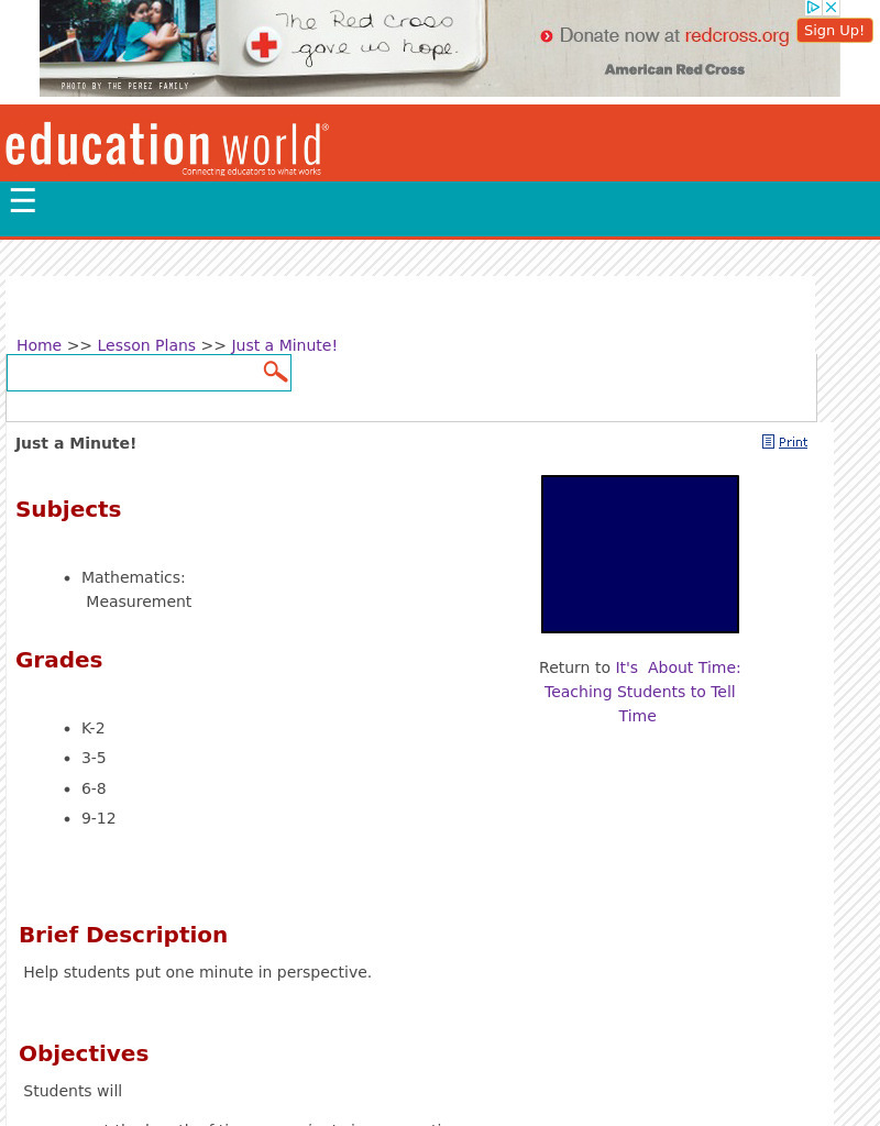 Just a Minute! Lesson Plan Just a Minute! Lesson Plan