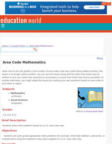 Area Code Mathematics Lesson Plan Area Code Mathematics Lesson Plan