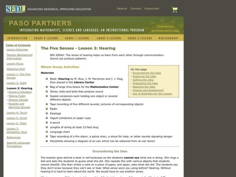 Hearing Lesson Plan Hearing Lesson Plan