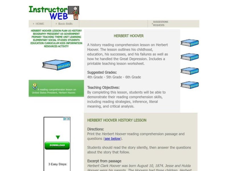 Herbert Hoover Lesson Plan Herbert Hoover Lesson Plan