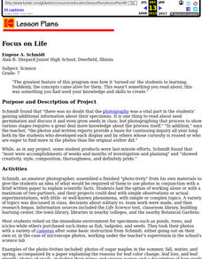 Focus on Life Lesson Plan Focus on Life Lesson Plan